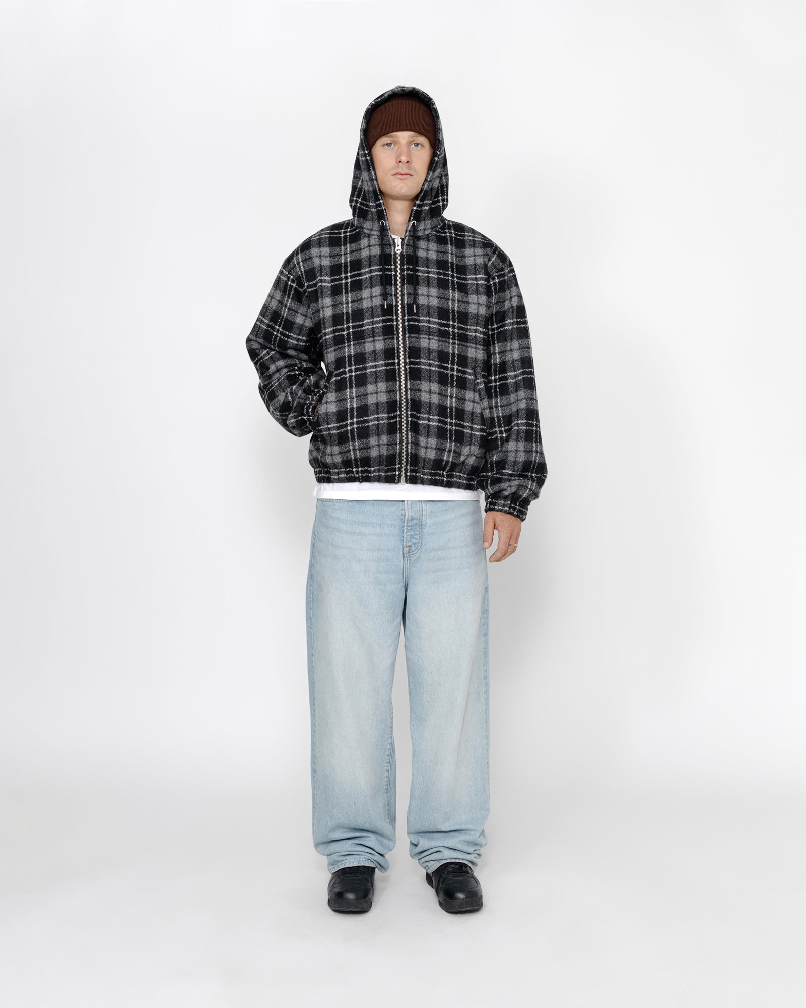 STUSSY WORK JACKET WOOL PLAID Sサイズ　パーカー Stussy Wool Plaid Work Jacket Charcoal Men's - FW24 - US
