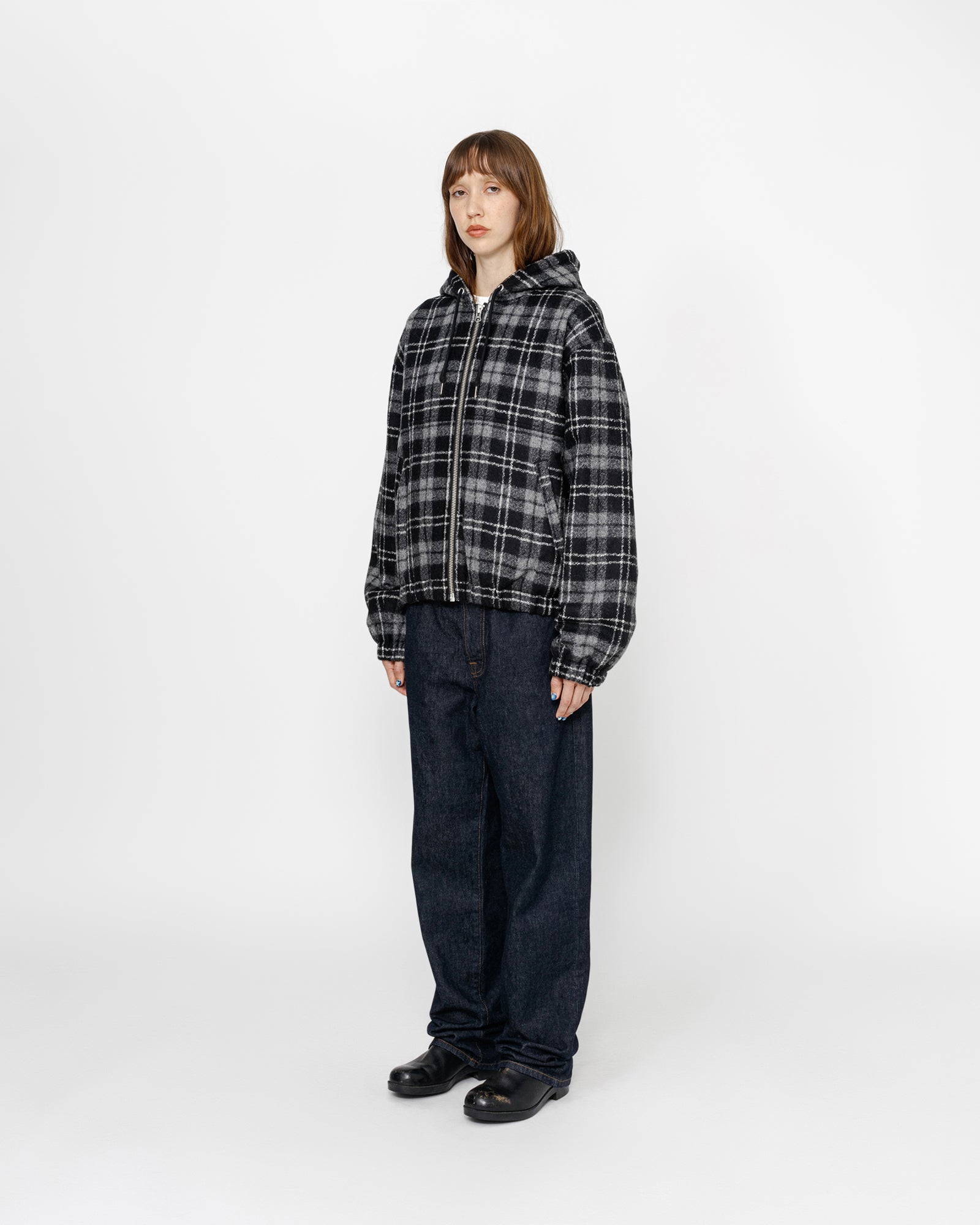 STUSSY WORK JACKET WOOL PLAID Sサイズパーカー