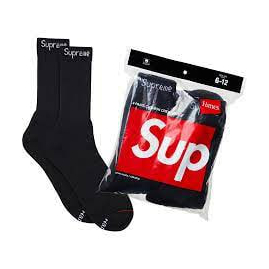 Носки Supreme x Hanes Crew Socks (4 Pack) 'Black' (99HAA26-BLACK), Размер: OS, фото 
