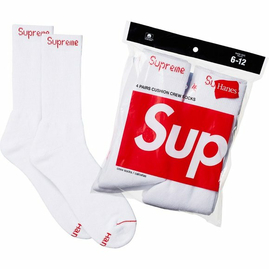 Носки Supreme x Hanes Crew Socks (4 Pack) 'White' (99HAA26-WHITE), Размер: OS, фото 