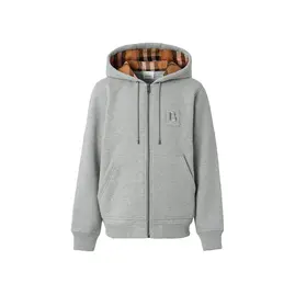 Burberry Letter Graphic Cotton Blend Zip Hoodie Pale Grey Melange, Размер: XS, Наличие: Склад США (10-24 дня), фото 