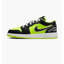 Кросівки дитячі Air Jordan 1 Low Se Black Cat Volt Black/Green DX6666-701, Розмір: 39, Наявність: Склад (1-3 дня), фото 