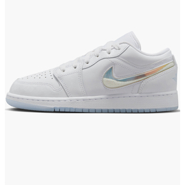 Кросівки дитячі Air Jordan 1 Low White Ice Blue Glitter Swoosh White FQ9112-100, Размер: 39, Наличие: Склад (1-3 дня), фото 