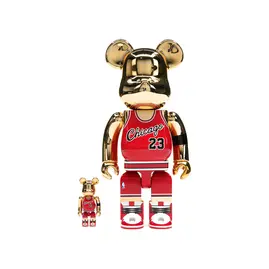 Bearbrick Michael Jordan 1985 Rookie Jersey 100% & 400% Set Gold Chrome, Наличие: Склад США (10-24 дня), фото 