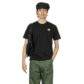 Comme Des Garcons Play Unisex Gold Heart T-Shirt - Black, Размер: M, Наличие: Забрать сейчас, фото 