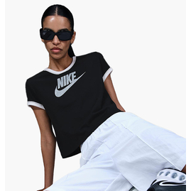 Футболка жіноча Nike Sportswear Short-Sleeve Ringer T-Shirt Black IF4072-010, Размер: M, Наличие: Склад (1-3 дня), фото 