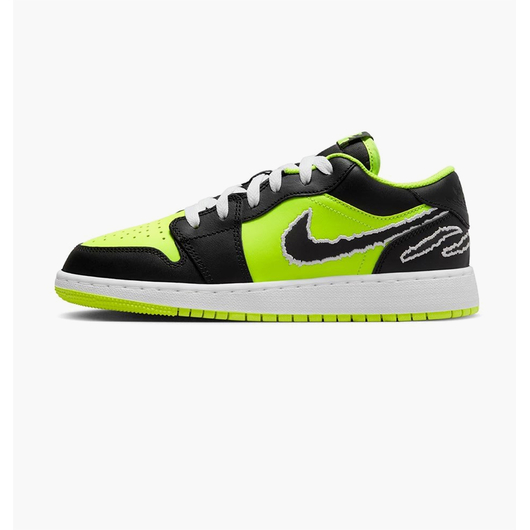Кросівки дитячі Air Jordan 1 Low Se Black Cat Volt Black/Green DX6666-701, Размер: 39, Наличие: Склад (1-3 дня), фото 