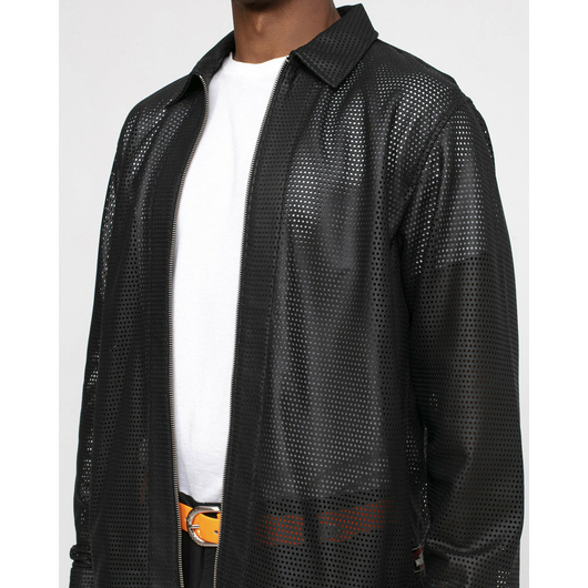 Stussy ZIP SHIRT PERFORATED LEATHER, Размер: S, Наличие: Склад США (10-24 дня), фото , изображение 3