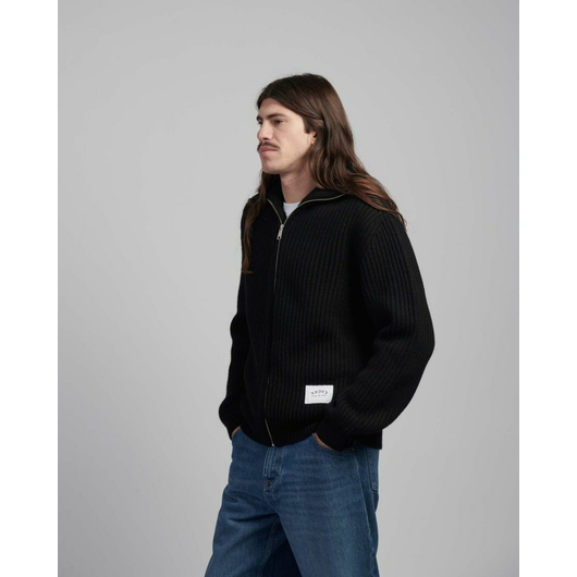 Edwin Gary Zipped Cardigan Wool Knit Blend Black garment washed, Размер: M, Наличие: Забрать сейчас, фото , изображение 6