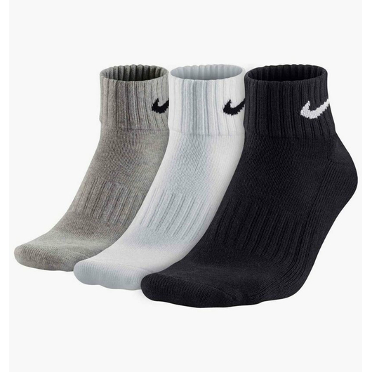 Шкарпетки унісекс Nike Cushion Quarter Training (3 пари, утеплені) Black/Grey/White SX4926-901, Размер: 34-38, Наличие: Склад (1-3 дня), фото 