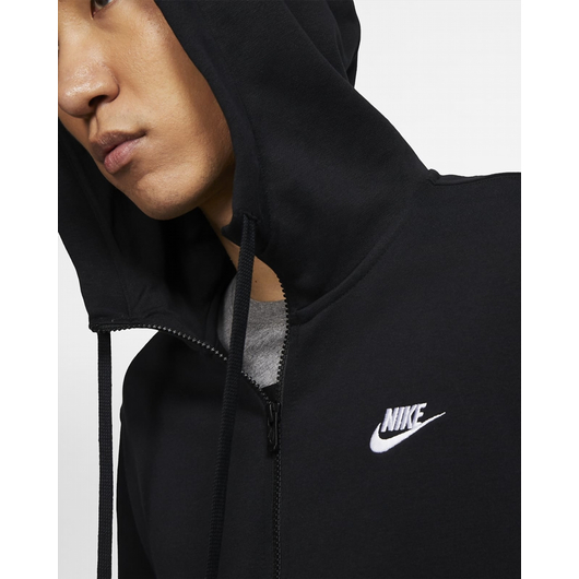 Толстовка чоловіча Nike M Nsw Club Hoodie Fz Ft Black BV2648-010, Размер: M, Наличие: Склад (1-3 дня), фото , изображение 4