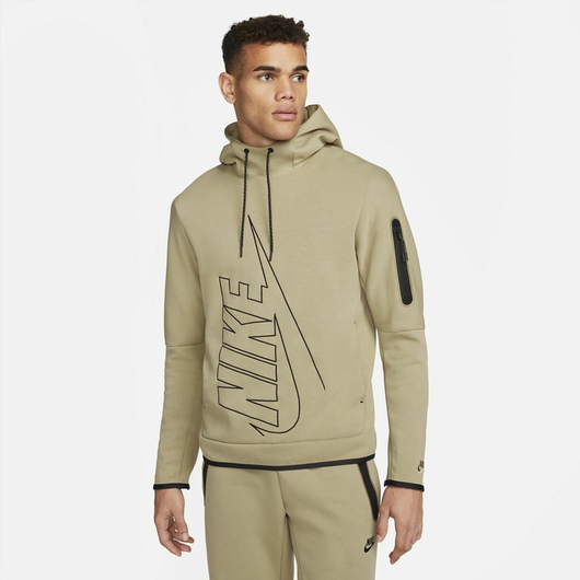 Світшот чоловічий Nike Tch Flc Gx Po Hoodie Olive Dx0577-247, Размер: S, Наличие: Склад (1-3 дня), фото , изображение 2