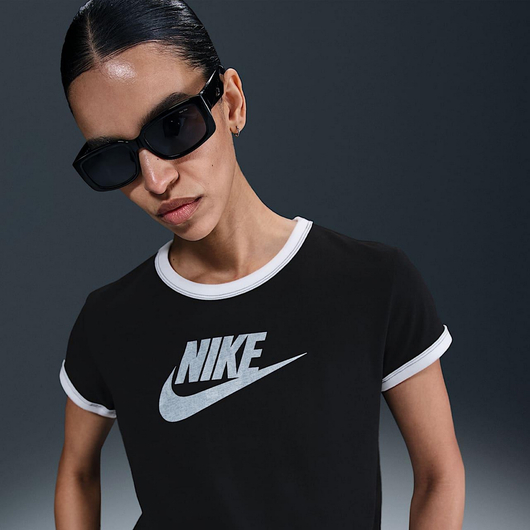 Футболка жіноча Nike Sportswear Short-Sleeve Ringer T-Shirt Black IF4072-010, Размер: L, Наличие: Склад (1-3 дня), фото , изображение 2