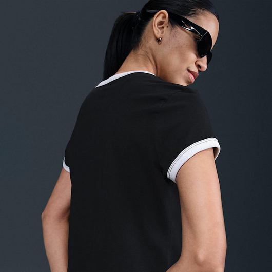 Футболка жіноча Nike Sportswear Short-Sleeve Ringer T-Shirt Black IF4072-010, Размер: L, Наличие: Склад (1-3 дня), фото , изображение 3