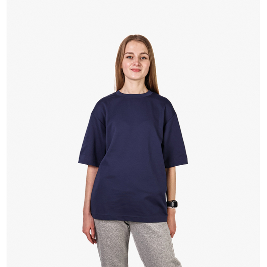 Футболка унісекс Uniqlo Airism Cotton Oversized Crew Neck Half-Sleeve T-Shirt Blue 465185-69, Размер: S, Наличие: Склад (1-3 дня), фото , изображение 3