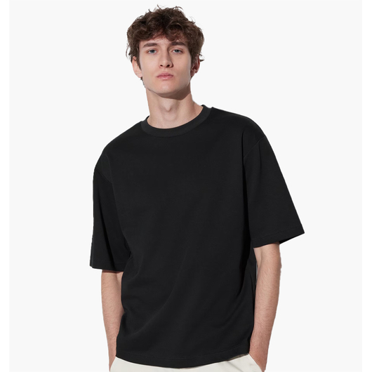 Футболка унісекс Uniqlo Airism Cotton Oversized Crew Neck Half-Sleeve T-Shirt Black 465185-09, Размер: S, Наличие: Склад (1-3 дня), фото 