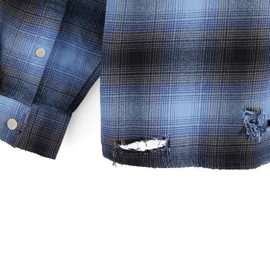 Represent Distressed Flannel Shirt Blue, Размер: L, Наличие: Забрать сейчас, фото , изображение 4