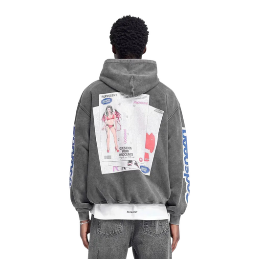 Represent Question Your Innocence Vintage Grey Hoodie, Размер: M, Наличие: Склад (1-3 дня), фото , изображение 3