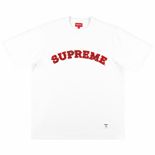 Supreme Plaid Appliqué Short-Sleeve Top 'White', Размер: XL, Наличие: Забрать сейчас, фото 