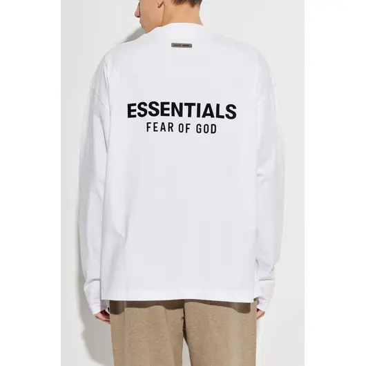 Fear Of God Essentials Classic Fit White Longsleeve, фото , изображение 3