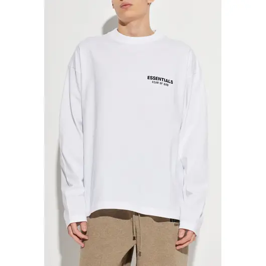 Fear Of God Essentials Classic Fit White Longsleeve, фото , изображение 2